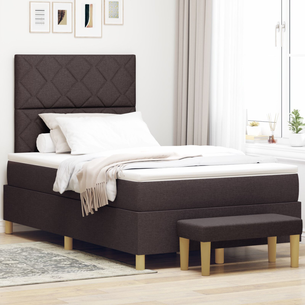Produktbild för Bäddfjäder med huvudgavel Mörkbrun 200 x 120 cm tyg