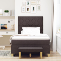 Produktbild för Bäddfjäder med huvudgavel Mörkbrun 200 x 120 cm tyg