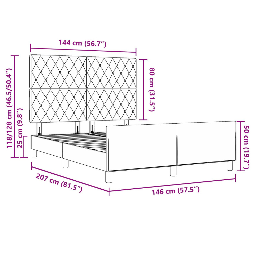 Produktbild för Bäddfjäder med huvudgavel Ljusgrå 140 x 200 cm Sammet
