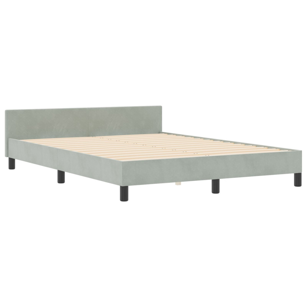 Produktbild för Bäddfjäder med huvudgavel Ljusgrå 140 x 200 cm Sammet