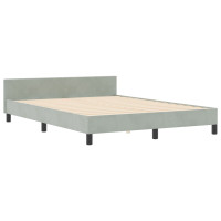 Produktbild för Bäddfjäder med huvudgavel Ljusgrå 140 x 200 cm Sammet