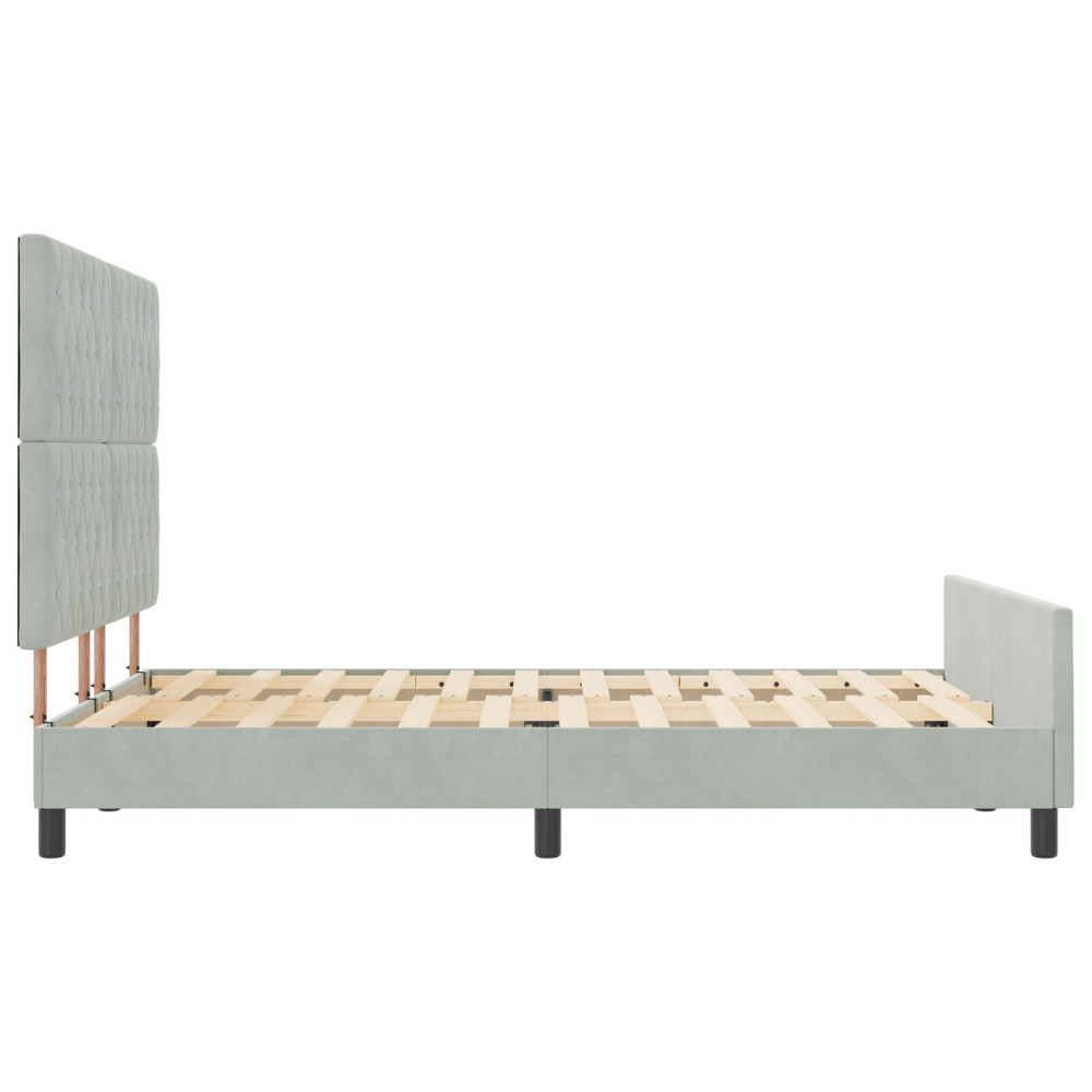Produktbild för Bäddfjäder med huvudgavel Ljusgrå 140 x 200 cm Sammet