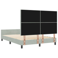Produktbild för Bäddfjäder med huvudgavel Ljusgrå 140 x 200 cm Sammet