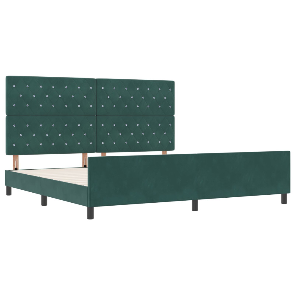Produktbild för Bäddfjäder med huvudgavel Mörkgrön 200 x 200 cm Sammet