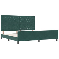 Produktbild för Bäddfjäder med huvudgavel Mörkgrön 200 x 200 cm Sammet