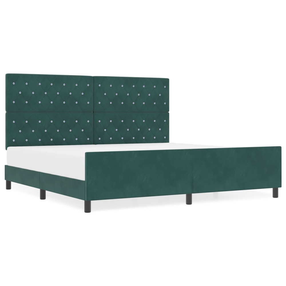 Produktbild för Bäddfjäder med huvudgavel Mörkgrön 200 x 200 cm Sammet