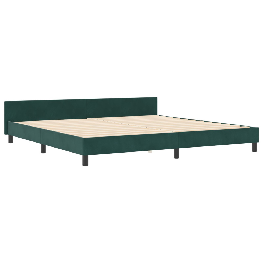 Produktbild för Bäddfjäder med huvudgavel Mörkgrön 200 x 200 cm Sammet