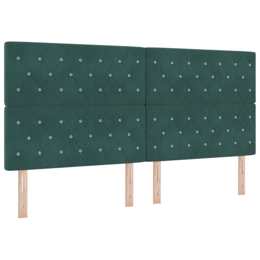 Produktbild för Bäddfjäder med huvudgavel Mörkgrön 200 x 200 cm Sammet