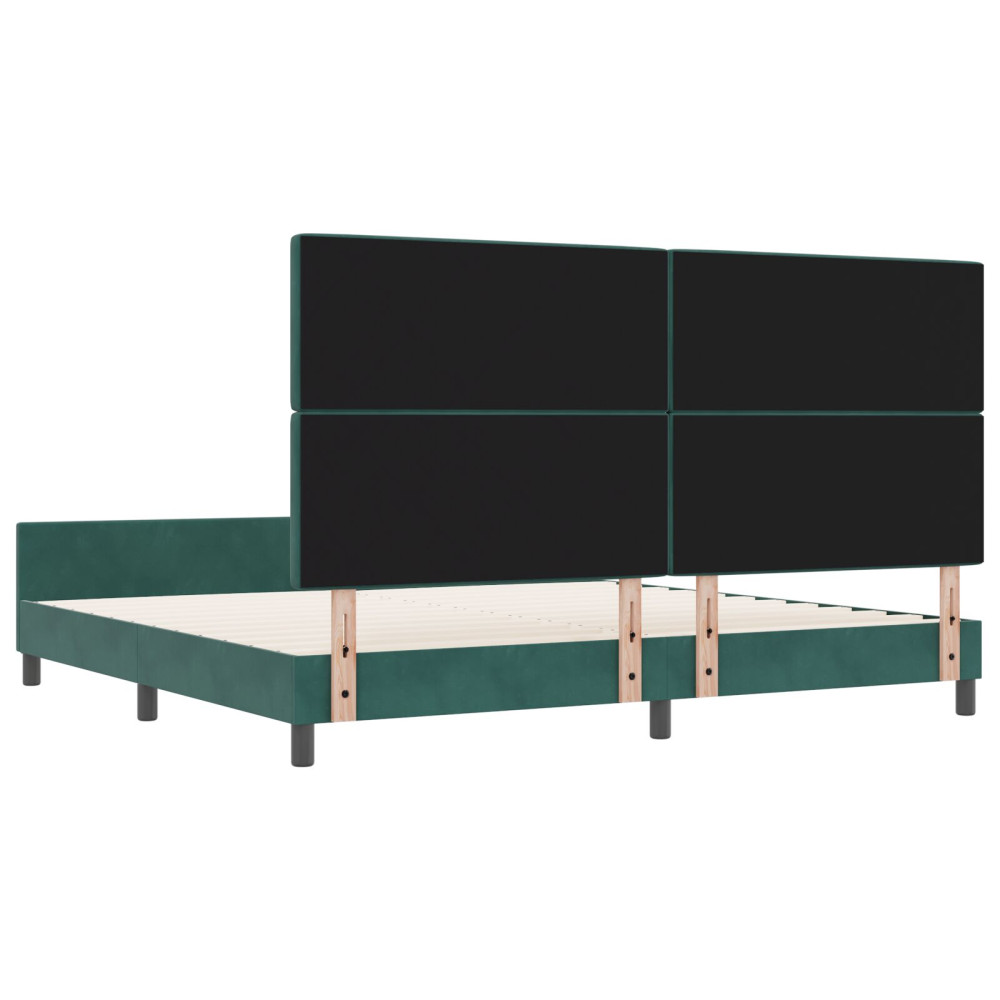 Produktbild för Bäddfjäder med huvudgavel Mörkgrön 200 x 200 cm Sammet