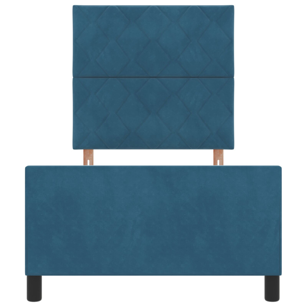 Produktbild för Bäddfjäder med huvudgavel Mörkblå 100 x 200 cm Sammet