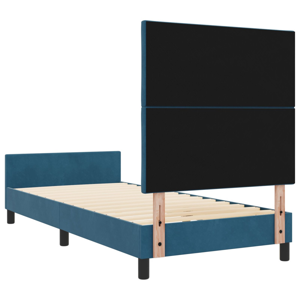Produktbild för Bäddfjäder med huvudgavel Mörkblå 100 x 200 cm Sammet
