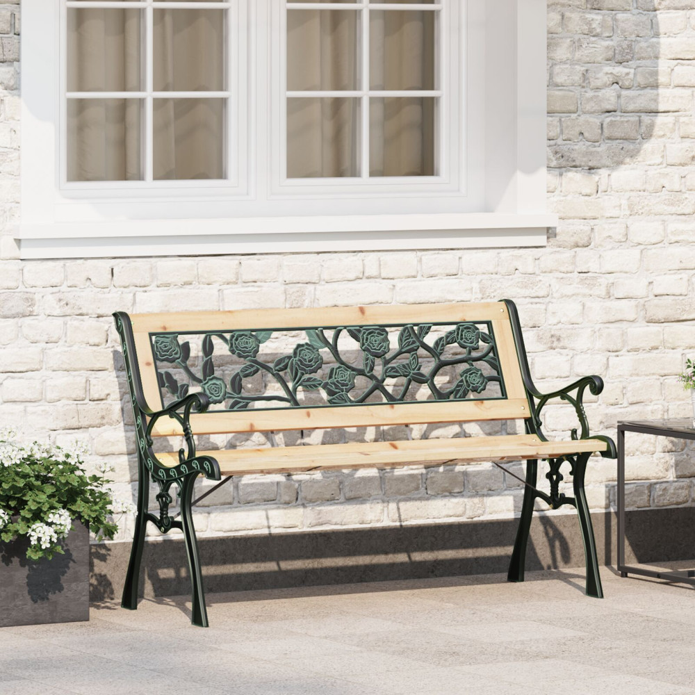 Produktbild för Trädgårdsbänk med kudde Brun 116 x 54 x 73 cm trä