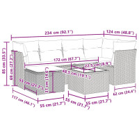 Produktbild för Trädgårdssoffset med dynor 7 delar brun konstrotting