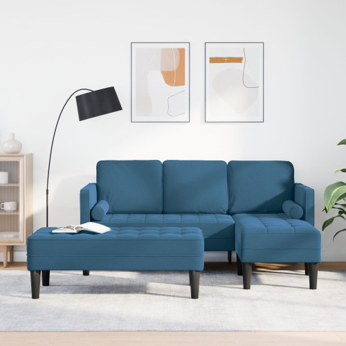 vidaXL Soffset med kudde 2 pcs Blå Polyester