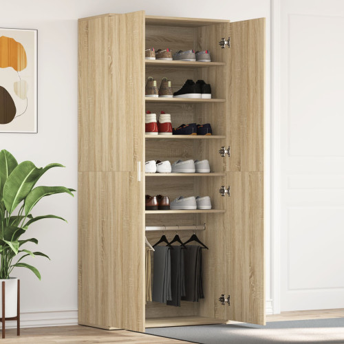 vidaXL Skoskåp med hylla Sonoma-ek 80 x 39 x 178 cm Konstruerat trä