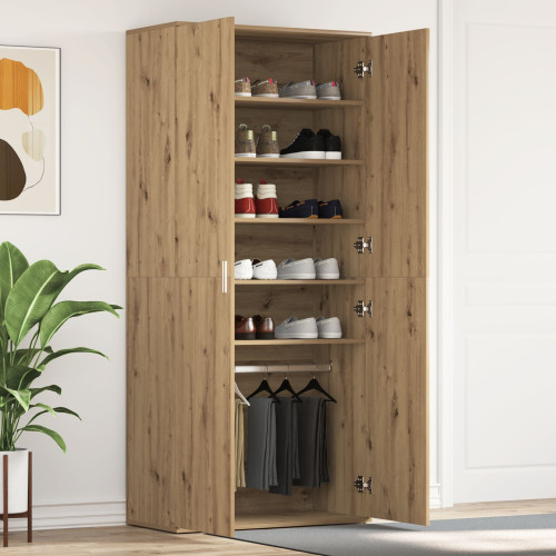 vidaXL Skoskåp med hylla Artisan Ek 80 x 39 x 178 cm Konstruerat trä