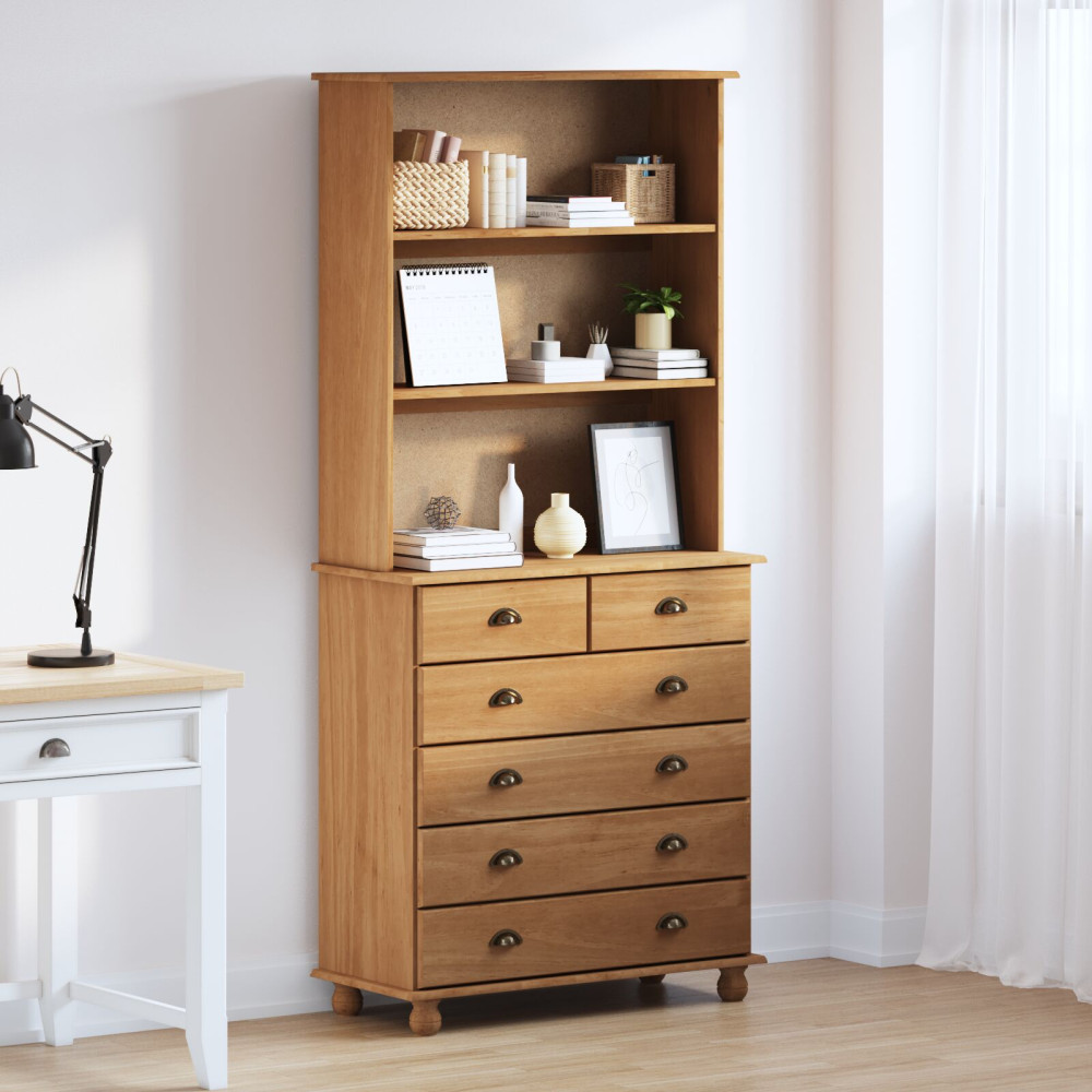Produktbild för Hutch med låda ASKIM Honungsvax 91 x 40 x 200,5 cm Massiv furu