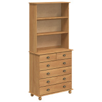 Produktbild för Hutch med låda ASKIM Honungsvax 91 x 40 x 200,5 cm Massiv furu