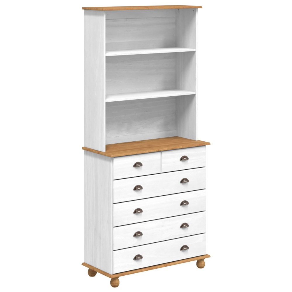 Produktbild för Hutch med låda ASKIM Vit 91 x 40 x 200,5 cm Massiv furu