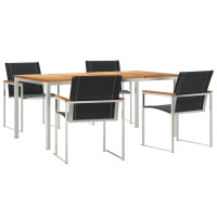 Produktbild för Trädgårdsmöbelset 5 pcs Massiv akaciaträ och rostfritt stål
