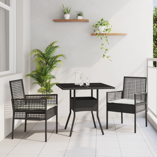 vidaXL Trädgårdsmöbelset 3 pcs Svart konstrotting