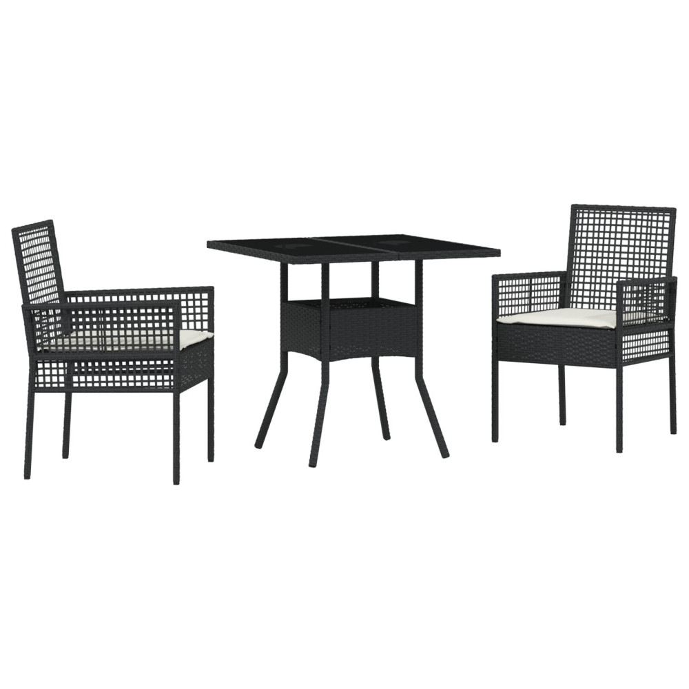 Produktbild för Trädgårdsmöbelset 3 pcs Svart konstrotting