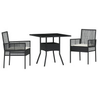 Produktbild för Trädgårdsmöbelset 3 pcs Svart konstrotting