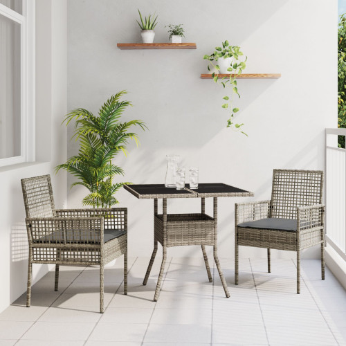 vidaXL Trädgårdsmöbelset 3 pcs Grå konstrotting