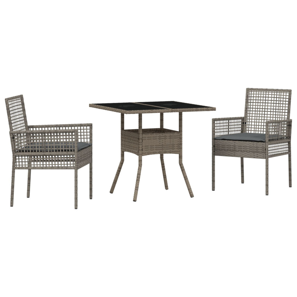 Produktbild för Trädgårdsmöbelset 3 pcs Grå konstrotting