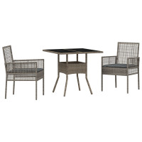 Produktbild för Trädgårdsmöbelset 3 pcs Grå konstrotting