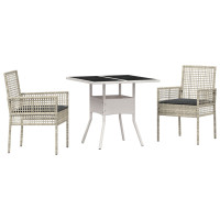 Produktbild för Trädgårdsmöbelset 3 pcs Ljusgrå konstrotting