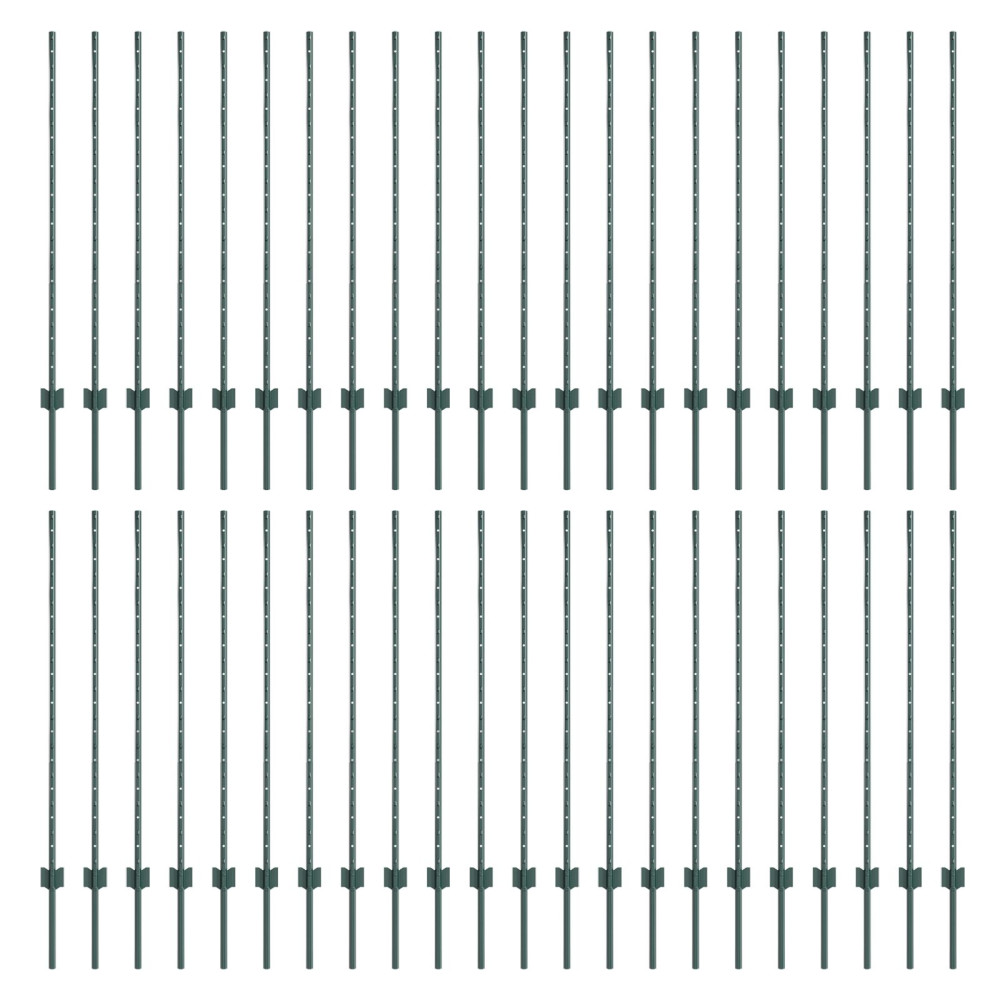 Produktbild för Inbäddad staketpost 44 pcs Grön 160 cm Pulverlackerat stål