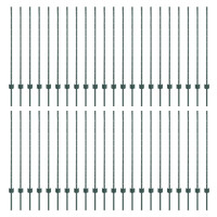 Produktbild för Inbäddad staketpost 44 pcs Grön 160 cm Pulverlackerat stål