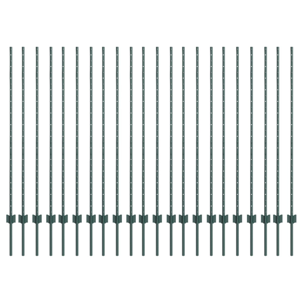 Produktbild för Inbäddad staketpost 22 pcs Grön 180 cm Pulverlackerat stål