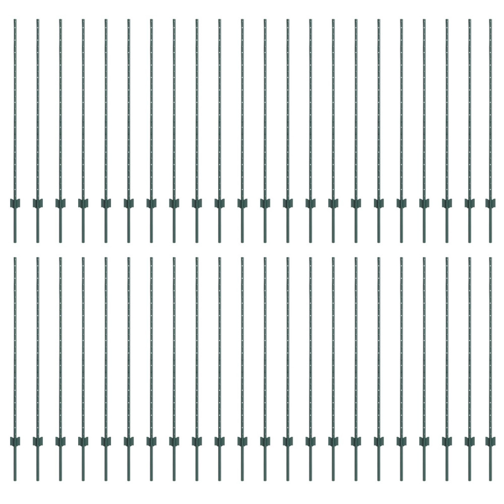 Produktbild för Inbäddad staketpost 44 pcs Grön 180 cm Pulverlackerat stål