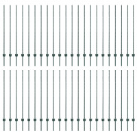 Produktbild för Inbäddad staketpost 44 pcs Grön 180 cm Pulverlackerat stål