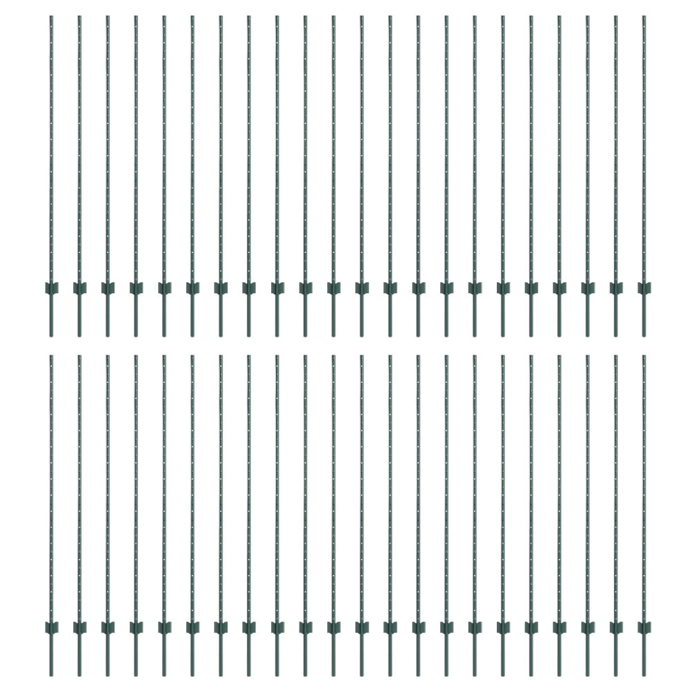 Produktbild för Inbäddad staketpost 44 pcs Grön 200 cm Pulverlackerat stål