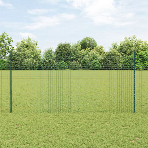 vidaXL Inbäddad staketpost 22 pcs Grön 200 cm Pulverlackerat stål