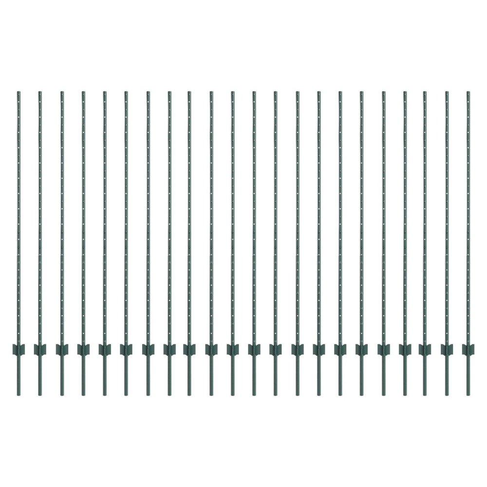 Produktbild för Inbäddad staketpost 22 pcs Grön 200 cm Pulverlackerat stål