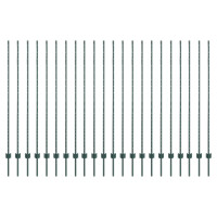 Produktbild för Inbäddad staketpost 22 pcs Grön 200 cm Pulverlackerat stål