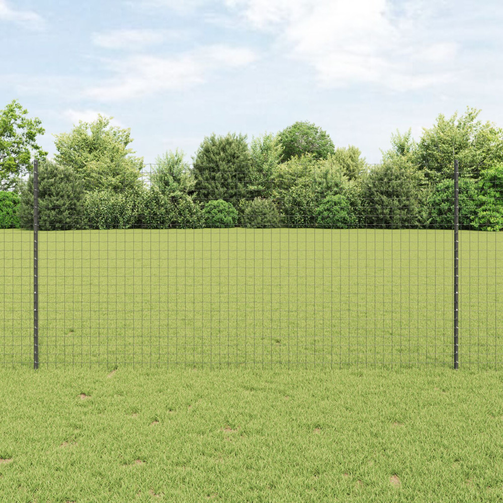 Produktbild för Inbäddad staketpost 22 pcs Grå 160 cm Pulverlackerat stål