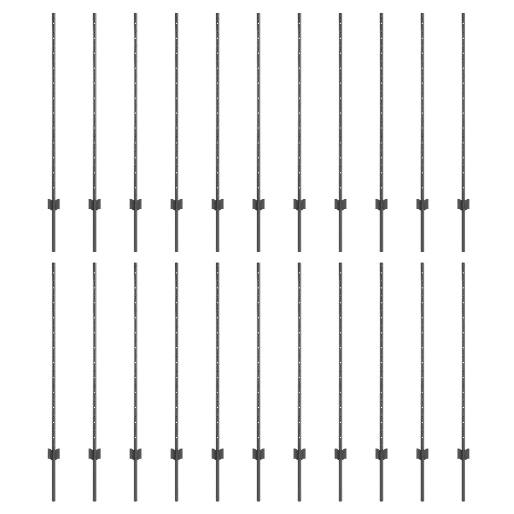 Produktbild för Inbäddad staketpost 22 pcs Grå 160 cm Pulverlackerat stål