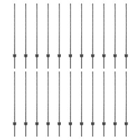 Produktbild för Inbäddad staketpost 22 pcs Grå 160 cm Pulverlackerat stål
