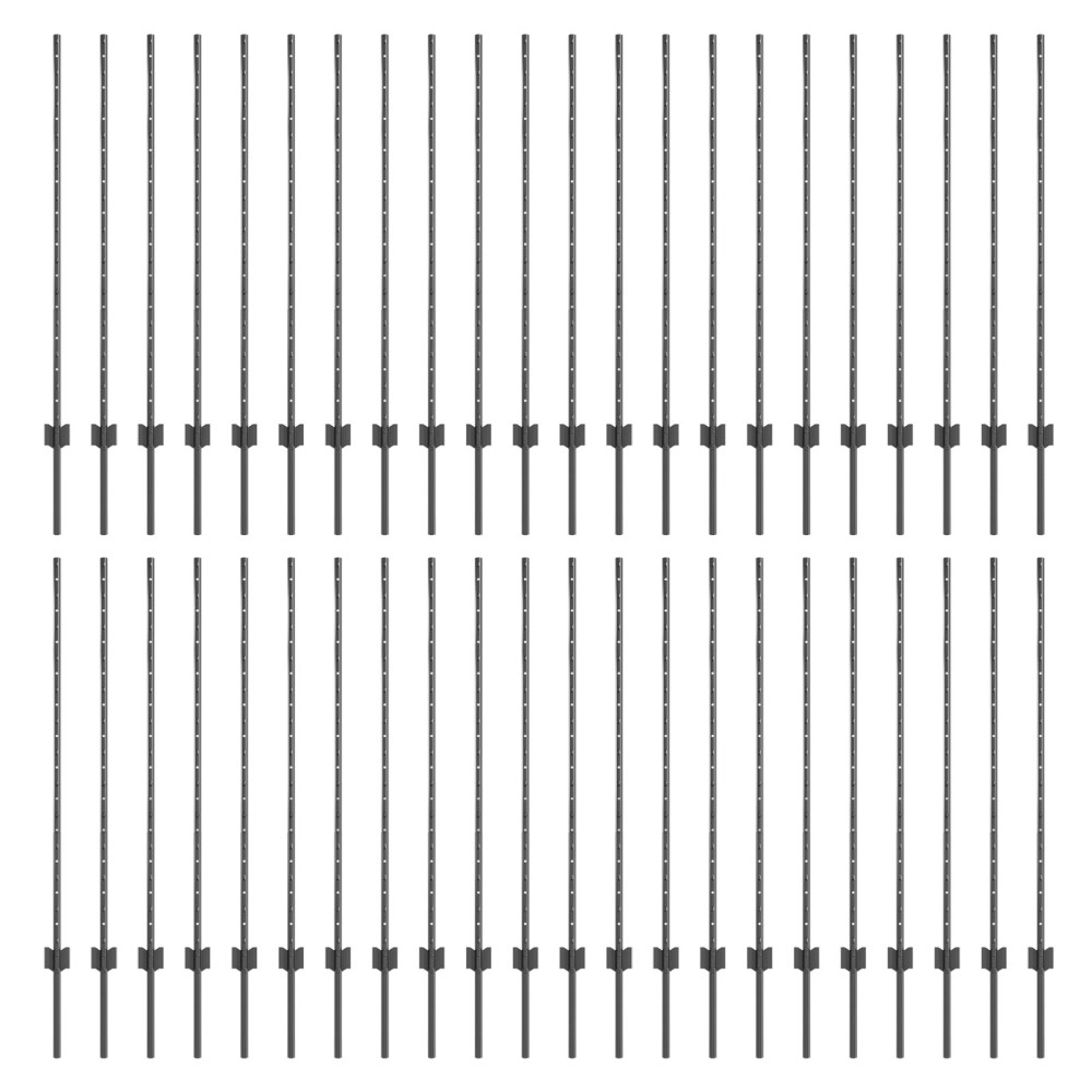 Produktbild för Inbäddad staketpost 44 st Grå 160 cm Pulverlackerat stål