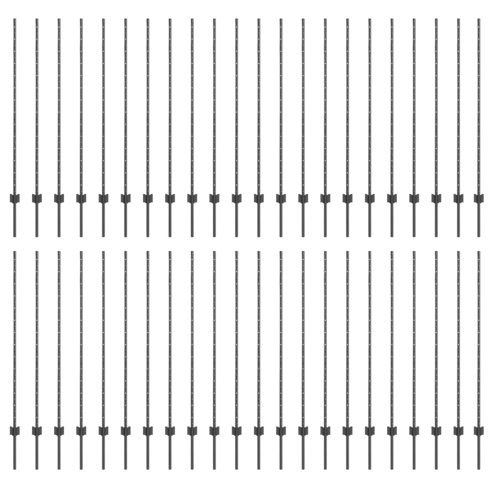 Produktbild för Inbäddad staketpost 44 st Grå 180 cm Pulverlackerat stål