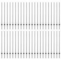 Produktbild för Inbäddad staketpost 44 st Grå 180 cm Pulverlackerat stål