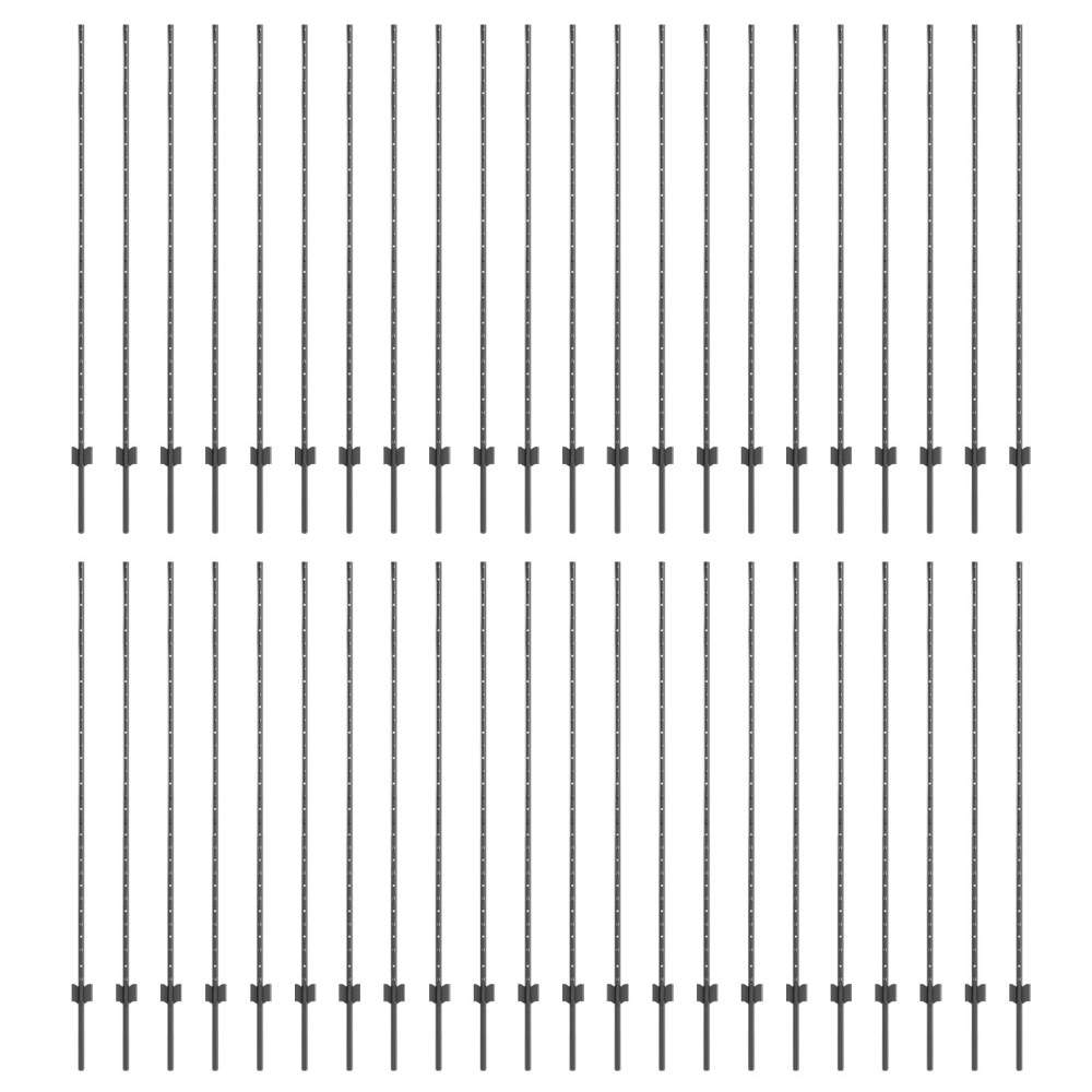 Produktbild för Inbäddad staketpost 44 st Grå 200 cm Pulverlackerat stål