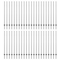 Produktbild för Inbäddad staketpost 44 st Grå 200 cm Pulverlackerat stål