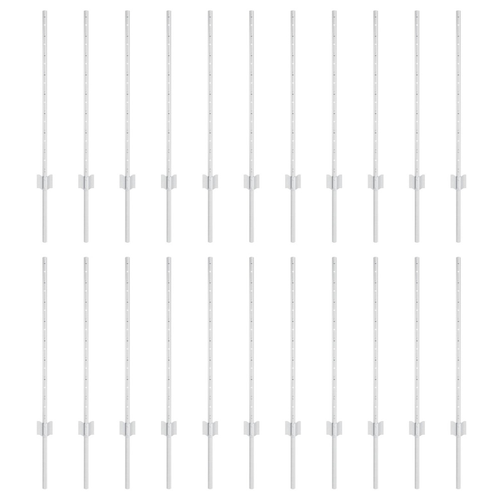 Produktbild för Utomhus inbyggd stolpe 22 st Silver 120 cm Pulverlackerat stål