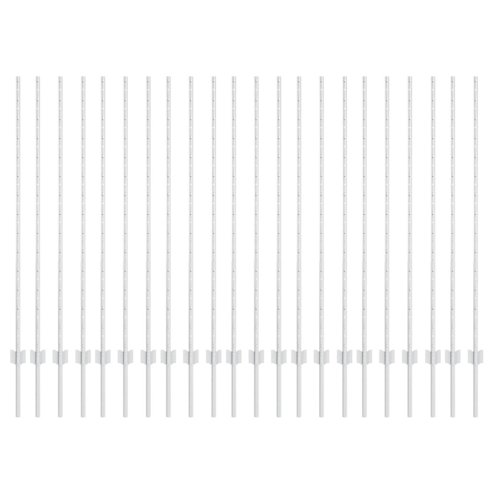 Produktbild för Utomhus inbyggd stolpe 22 st Silver 180 cm Pulverlackerat stål